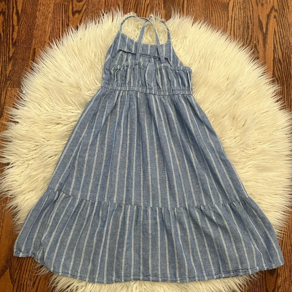 Target Cat‎ & Jack Blue Chambray cotton Striped Kids Midi Dress size L 10/12